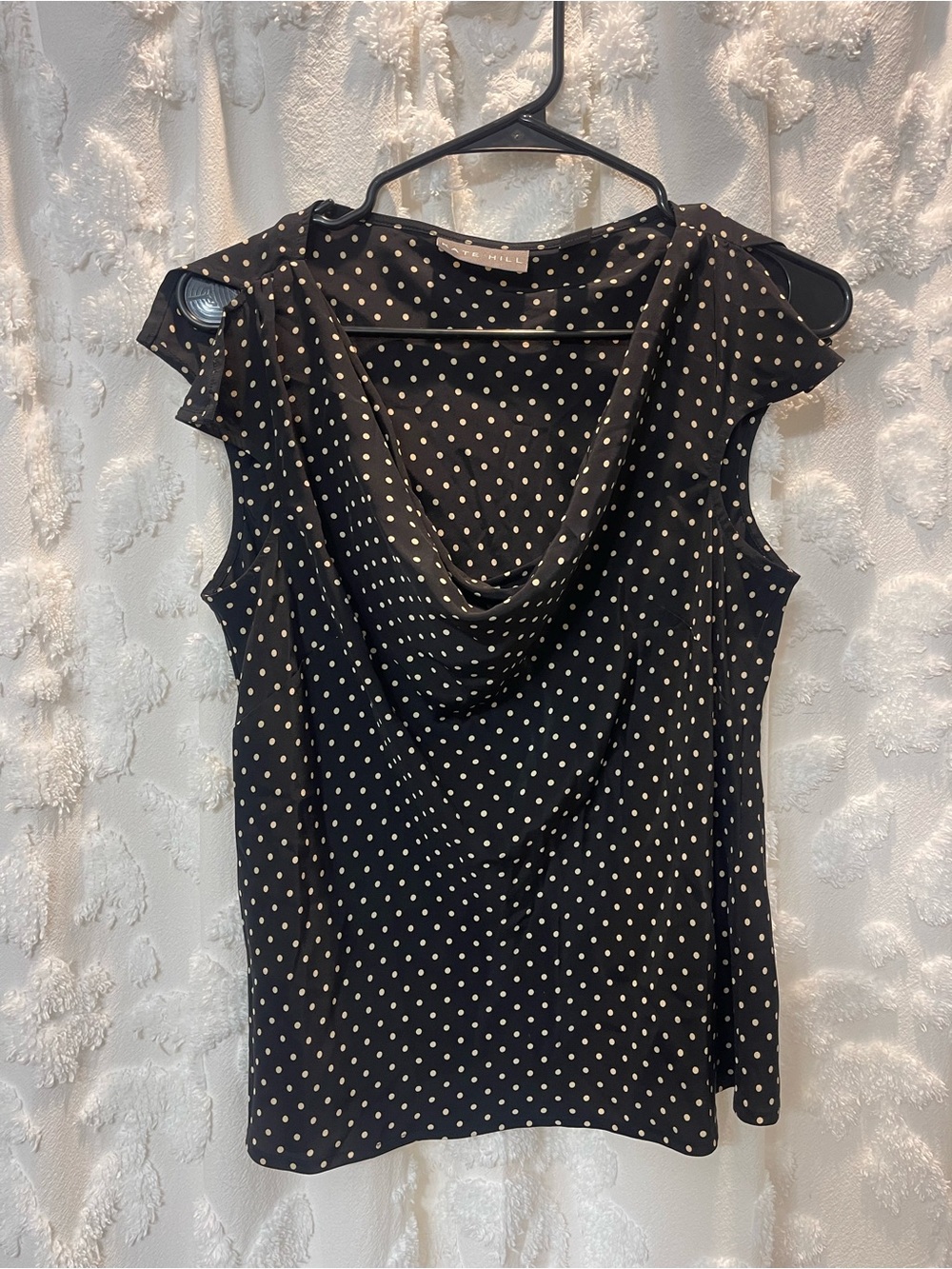 Silk Kate Hill black & white polka dot blouse